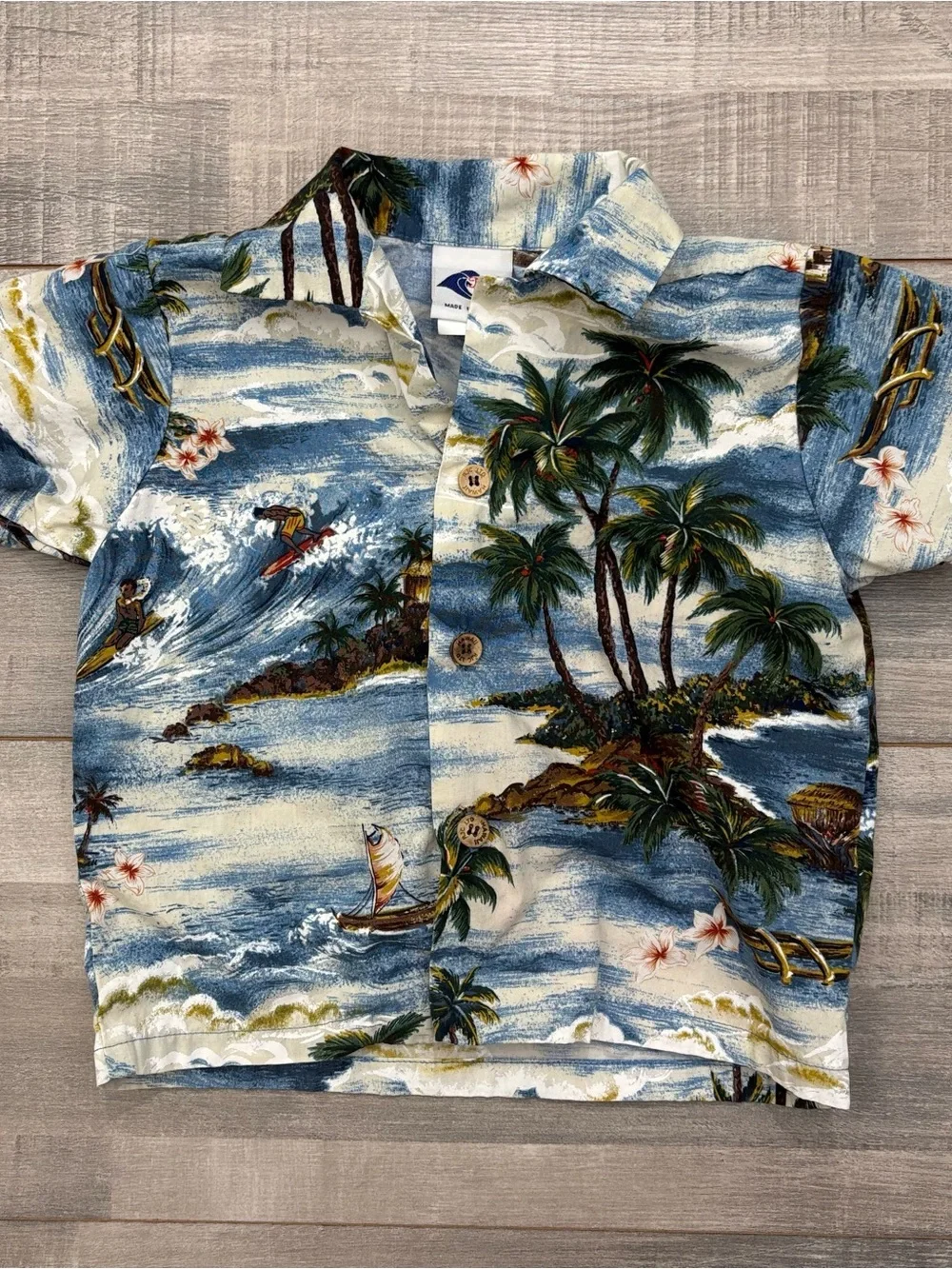 Vintage Nui Nalu Kids Size 2 Tropical Hawaiian Surf Shirt Shorts Set 100% cotton